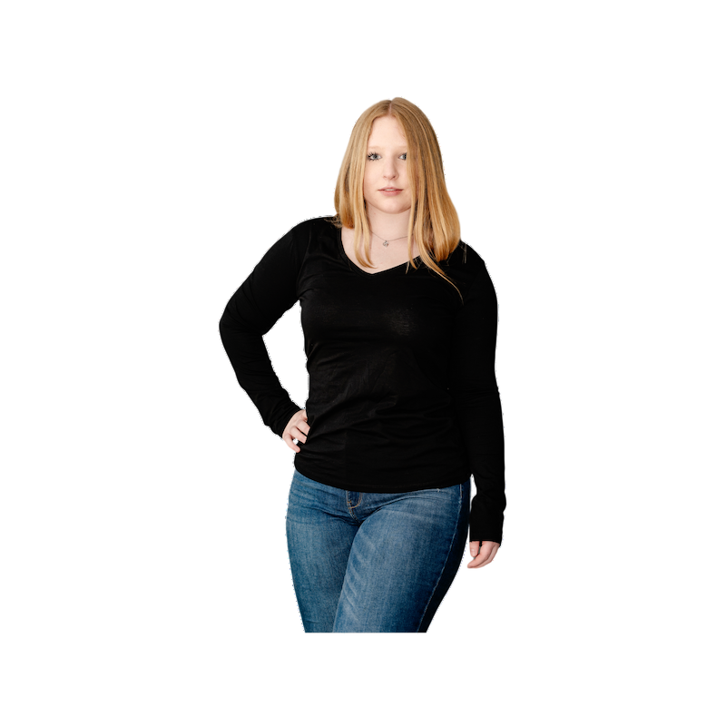 V-Neck Longsleeve Women, Promodoro, Langarmshirt, Damen