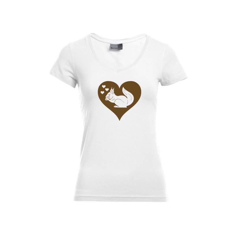 V-Neck Shirt mit Eichhörnchen Motiv